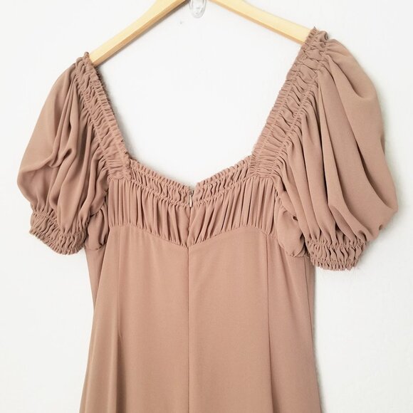 LPA Davina Midi Dress in Mocha Latte Size S Sheer Chiffon Milkmaid Mermaid $259 - Picture 7 of 15